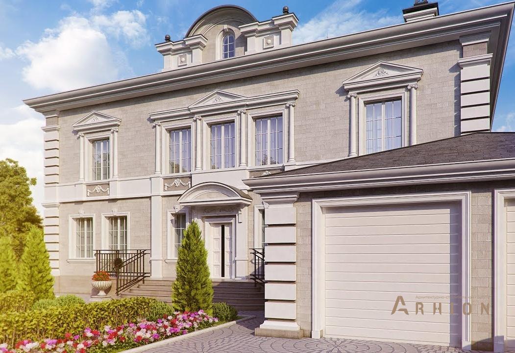 6. Проект двухэтажного дома в классическом стиле с многоскатной кровлей, SOV-17, площадью - 422 кв c гаражом